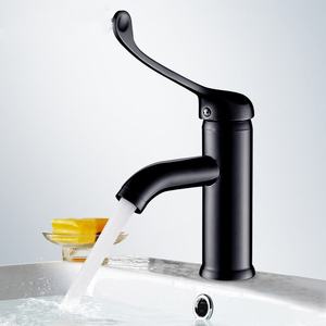 Grifo de latón para laboratorio médico con mango largo en ángulo, grifo mezclador de agua fría <span class=keywords><strong>y</strong></span> caliente negro mate para hospitales, clínicas <span class=keywords><strong>y</strong></span> laboratorios - Product Image 2