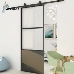 Cửa chuồng nhôm với bộ phần cứng lắp đặt kim loại và nhà máy thủy tinh tùy chỉnh 36x96 thiết kế đồ họa bằng thép không gỉ đã hoàn thành