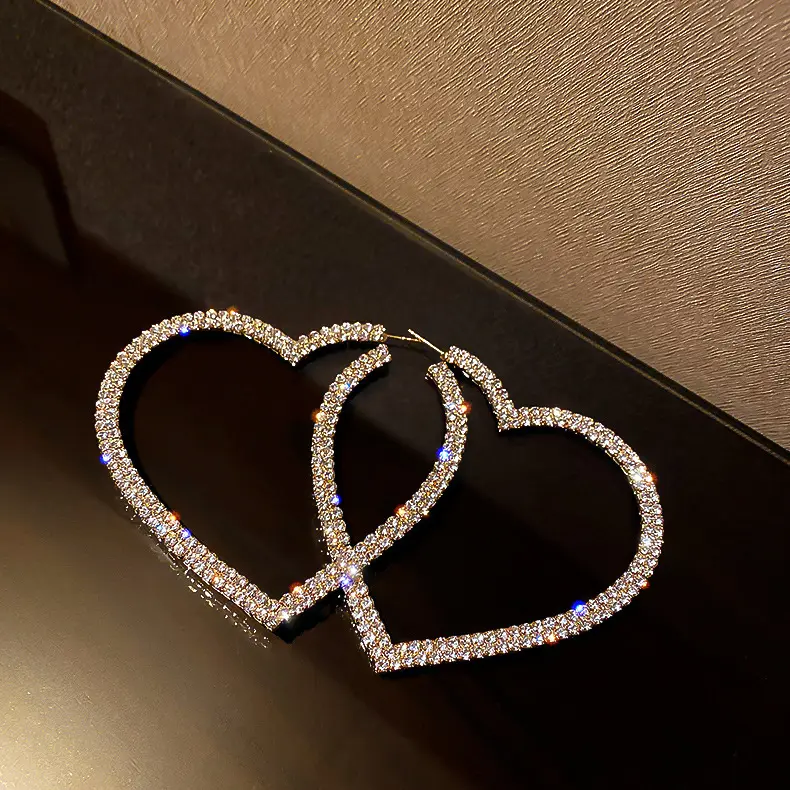 Anting Hati Kustom Berlian Imitasi Perhiasan Trendi Modis