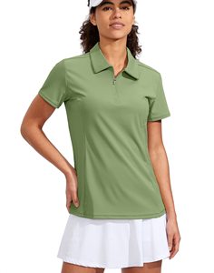 Chemise de golf pour femme à manches courtes avec fermeture éclair à séchage rapide Polo à col de tennis extensible pour femme - Product Image 1