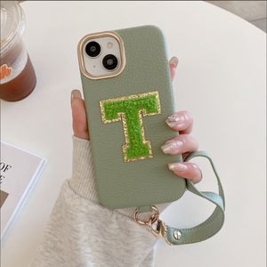 <span class=keywords><strong>Coque</strong></span> de téléphone en cuir avec lettres patchs en chenille 3D brodés personnalisés pour <span class=keywords><strong>iPhone</strong></span> 15 pro Max - Product Image 3
