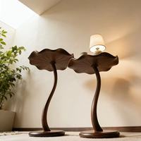 Table d'appoint en bois en forme de feuille de lotus, table d'angle de style chinois pour salon