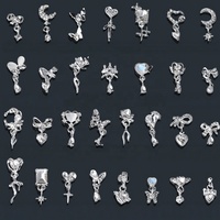 Accessoires de Nail Art Populaires Paso Sico : Strass en Alliage 3D de Luxe Léger, Cœur en Cristal, Étoile Argentée, Lune, Pendentif et Chaîne Métallique pour Ongles