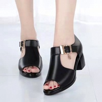 Sandales à Talon Moyen Épais Bout Ouvert en PU Y 35-41 pour Femmes, Chaussures Décontractées de Designer pour Mariage, Mules à Talons