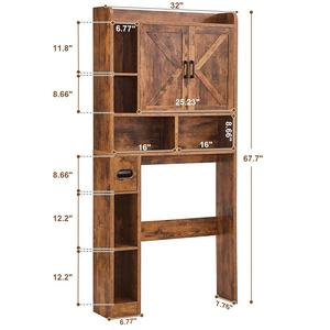 Support de papier toilette de style farmhouse en bois, meuble de rangement pour salle de bain à poser au-dessus des toilettes avec 2 portes coulissantes - Product Image 6