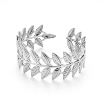 QIAOREN 11886 Bracelet manchette ouvert style bohème feuille de laurier et branche d'olivier grecque en acier inoxydable plaqué or 18 carats, bijoux de vacances