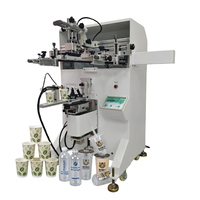 Nueva Máquina de Serigrafía Semiautomática 2 en 1 de Cama Plana y Superficie Curva, de 1 Estación, para Vasos y Botellas de Plástico/Papel