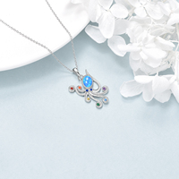 Bijoux fins, collier pendentif en argent sterling 925, design animal marin, chakra, opale, adorable pieuvre
