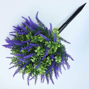 Boule de topiaire artificielle en <span class=keywords><strong>houx</strong></span> et lavande, résistante aux UV, pour décoration de jardin extérieur, 57 cm, avec piquet de fixation au sol, LO-507 - Product Image 1