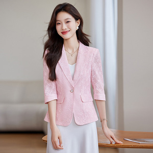 Women's Spring Casual Blazer Solid Color Polyester Anti-Wrinkle Slim Fit For Commute - Product Image 3