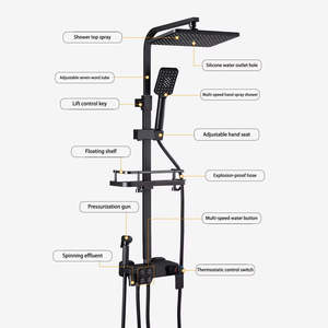 Hot Sales Black Digital Dusch armatur Set Vollwand montierte Bad armaturen Temperatur anzeige 4 Klavier tasten Regen für Wohnungen - Product Image 6