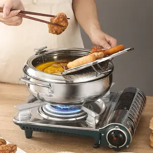Freidora مزدوجة الجانب اليابانية القلي وعاء معدات مطابخ مطاعم درجة الحرارة التحكم StainlessSteel تمبورا المقلاة العميقة
