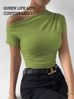 T-shirt court en jean Y2K personnalisable de haute qualité pour femme, style sportif, été, XS, col rond, imprimé, uni, graphiques