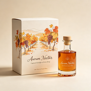 Boîte en carton personnalisée avec couvercle imprimé, dorure à chaud, pour vin blanc doux récolte tardive, élégante boîte de transport pour bouteille - Product Image 3