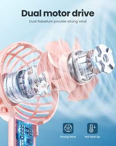 Ventilador de Mano USB Portátil Personalizado con Logotipo OEM al por Mayor, de Plástico, Recargable DC5V, Batería de 1500mAh, Doble Aspas KC, para Escritorio - Product Image 4