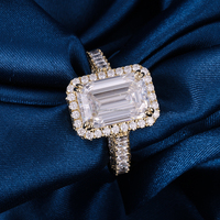 Maßgefertigte Damen 10k 14k 18k Massivgold PT950 Silber S925 3CT 5CT Smaragdschliff Labor-Diamant Hochzeits-Verlobungsringe mit Halo