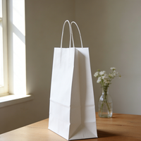 Sac en papier kraft blanc personnalisé avec poignées, écologique, de luxe, biodégradable, avec votre propre logo