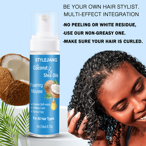 <span class=keywords><strong>Mousse</strong></span> et cire coiffante 2-en-1 à l'huile de coco 258 ml – Coiffage rapide, tenue longue durée, définit les boucles glamour – Cire moussante - Product Image 1