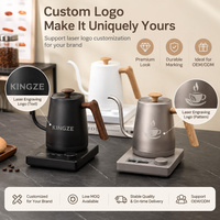 Bouilloire électrique à col de cygne Kingze OEM 800 ml en acier inoxydable à ébullition ultra-rapide, réglable, pour café à faire couler