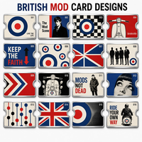 British Mod City Notes Ensemble de cartes à collectionner en métal premium, style rétro Londres années 1960, émail motif billet, objet de collection pour les amateurs d'art