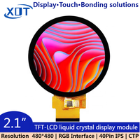 Layar LCD TFT 2,1 Inci 480*480 Spi+rgb Layar Sentuh Panel LCD Bentuk Lingkaran untuk Rumah Pintar