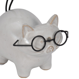 Statuetta di Gatto in Ceramica con Occhiali in Metallo per Arredamento Casa, Scaffale Soggiorno, Tavolino da Caffè, Decorazione con Coda - Product Image 5