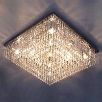 Plafonniers carrés modernes en cristal de l'usine d'éclairage Guangdong Zhongshan pour la décoration de maisons de luxe et les salles de banquet