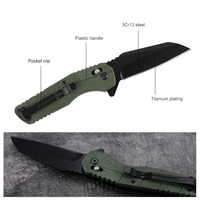 Couteau pliant à lame 3Cr13 résistante à la corrosion avec manche en nylon, ouverture sécurisée, pour camping et extérieur, couteau de poche à pointe Tanto inversée