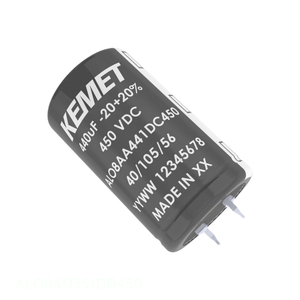 Condensateur à montage traversant ALO8AD351DB450 CAP ALUM 105C 350UF 450VDC 350 uF à sertissage par pression, canal fabricant - Product Image 1