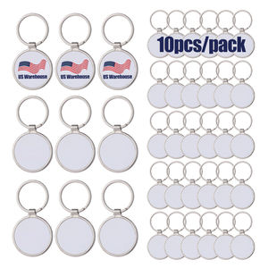 Livraison directe depuis l'entrepôt américain, 10 pièces, vente en gros, porte-clés rond en alliage de zinc de haute qualité, vierge pour sublimation - Product Image 4
