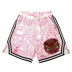 Shorts de basketball rétro vintage respirants grande taille personnalisés par sublimation pour hommes et femmes en double maille unie - Product Image 2