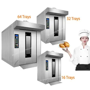 64 Tray Rotary Oven Price Gas Electric Big Rotating Bakery Rotary Rack Oven Baking Loaf Bread Bakery Industrial Oven