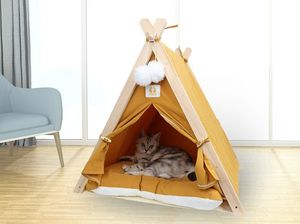 Tenda hewan peliharaan kayu pinus Modern dan portabel, rumah anjing tahan angin untuk semua musim dapat dilipat gaya klasik atau kartun - Product Image 4