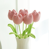 Handgemachte Häkel Tulpe Bouquet Stricken Blumen für Anlässe Weihnachten Neujahr Back School Chinesisches Neujahr-zum Muttertag