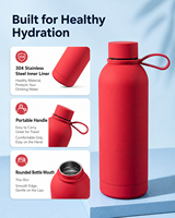 Botella de Agua con Aislamiento al Vacío de Doble Pared de Acero Inoxidable 304 de 500 ml, con Asa Flexible, Mantiene la Temperatura de 12 a 24 Horas, Taza de Regalo