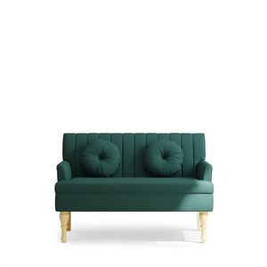 Panca in Tessuto Verde Scuro 100% Poliestere Trapuntata Arredamento per Soggiorno Design Moderno Contemporaneo - Product Image 1