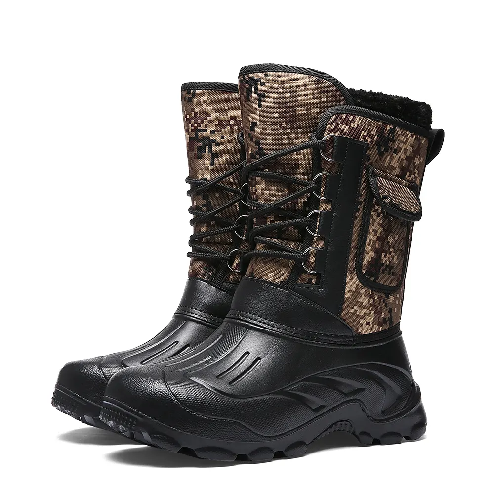 Snow boots men's winter high top cotton shoes platform soles comfortable wet boots
