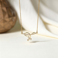 Collier trèfle à quatre feuilles SA en acier inoxydable plaqué or avec pendentif zircon, bijoux pour femmes, vente en gros, sans ternissement, en vrac