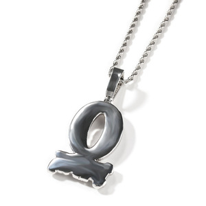 Collana con Ciondolo Personalizzato a Forma di Lettera O BLOCK, Gioielli Hip Hop alla Moda con Zirconi Cubici, per Uomo e Donna - Product Image 4