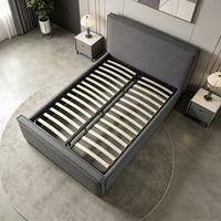Lit plateforme moderne en tissu gris foncé, capitonné, avec tête de lit haute, tailles Queen et King, vente en gros