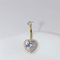 Anneau de nombril en titane ASTM F136 avec cœur en zircon cubique, barbell incurvé, halo en zircon, bijoux de piercing pour nombril, bijoux de corps pour usage quotidien, OEM