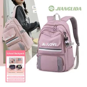 JIANGLIDA moda kız yeni stil koleji unisex rekabetçi fiyat toptan tasarım naylon okul sırt çantası öğrenciler için