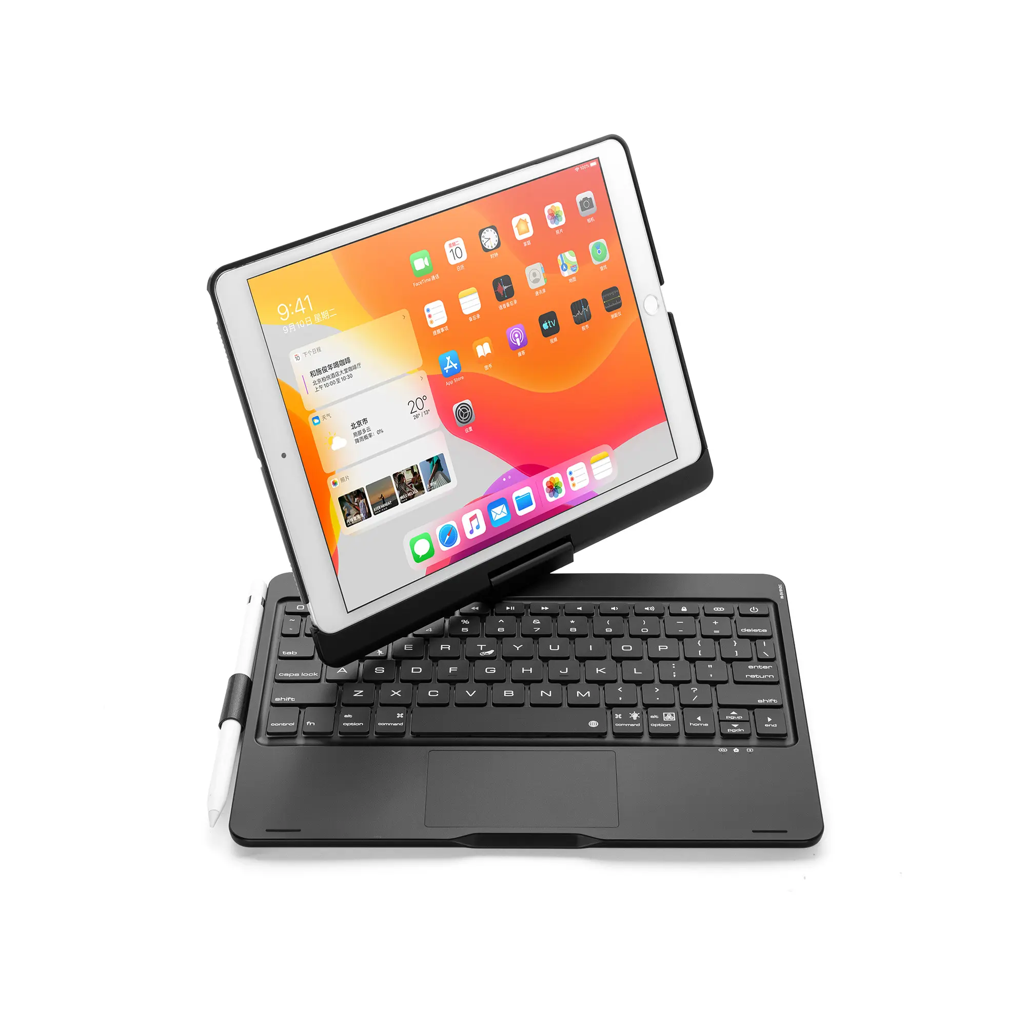 F102ATS 360 Degree Rotating 10.2/10.5 Inch For Ipad Tablet Stand Smart Wireless Keyboard Case With Touchpad