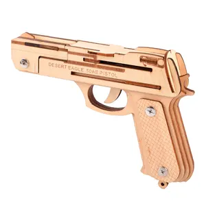 شريط مطاطي آلة مسدس لعبة ديي الحرف الخشبية لغز بندقية 3D لغز نموذج مع السلامة الرصاص للأطفال ولعب الأطفال