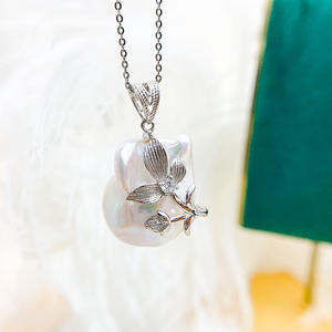 Pendentif en argent S925 avec perles de 11 à 18 mm, accessoires de perles DIY, magnifique support de collier, 30851 pendentifs et breloques en cristal - Product Image 2