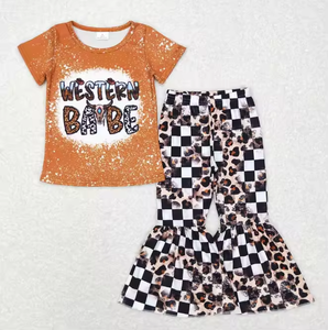 Completo da bambina in 2 pezzi con stampa western, maglietta a maniche corte e pantaloni a zampa d'elefante - Product Image 5