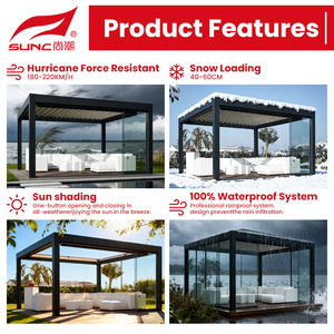 SUNC Personalización profesional Tamaño personalizado Patio exterior Rolling Louvered <span class=keywords><strong>Techo</strong></span> Aluminio Gazebo Pérgola Vidrio Sunroom - Product Image 5
