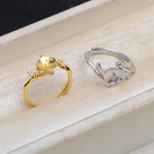 แหวนเงินแท้ S925 ปรับขนาดได้ รุ่น Wenchi ลายไม้ไผ่ พร้อมที่ใส่ไข่มุก 9-10 เม็ด อุปกรณ์ทำเครื่องประดับ DIY รุ่น 16977 - Product Image 3