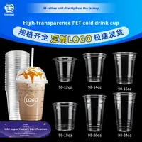 Gobelets jetables en plastique PET à paroi unique avec couvercles tasses à thé et café au lait épaissi pour une utilisation à emporter
