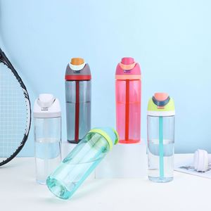 Nueva Botella de Agua Deportiva de 750 ml con Doble Pajita Personalizada, Tapa Transparente de Plástico Pop-Up para Viajes y Tazas de Frutas - Product Image 2